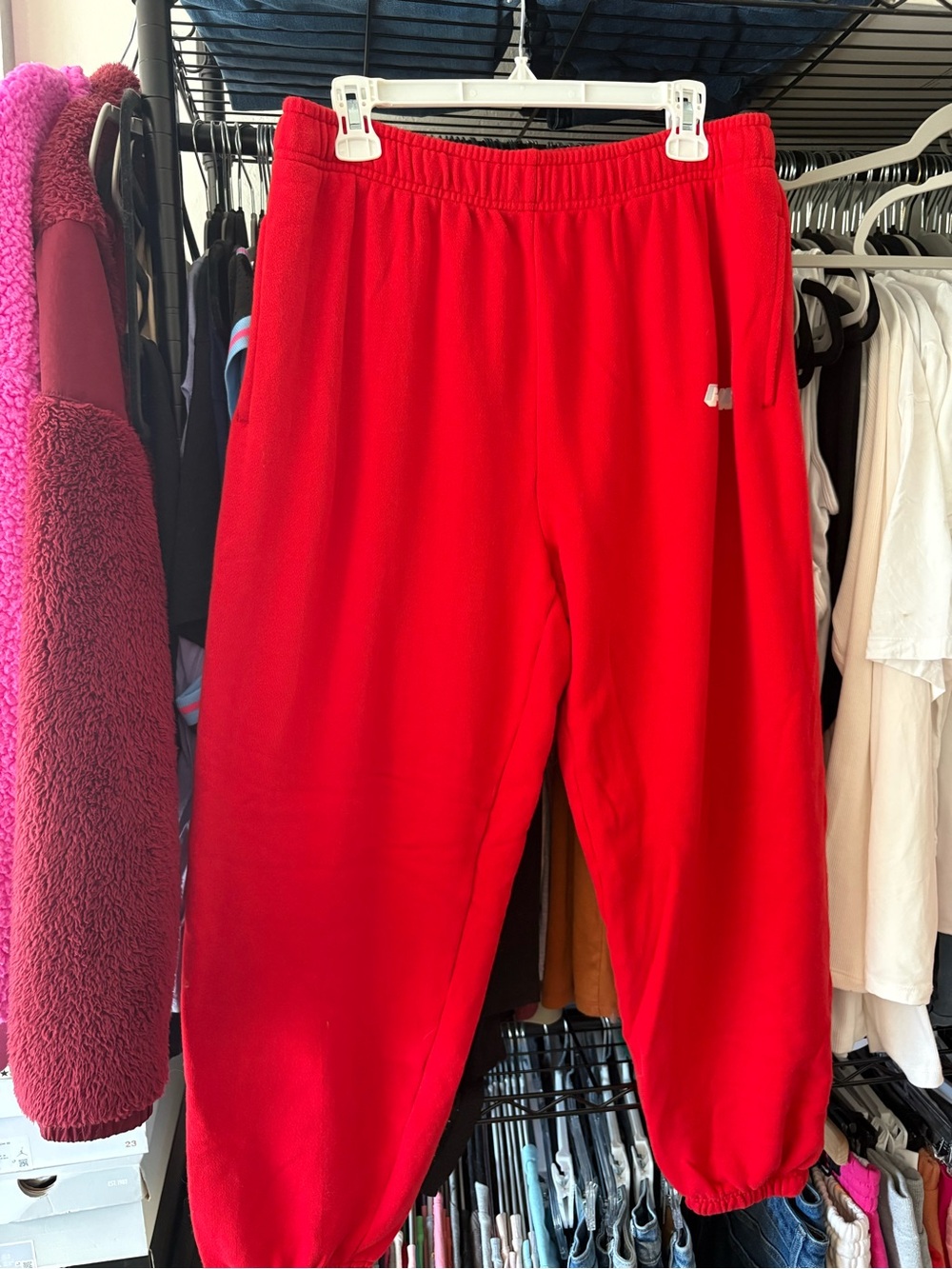 Red Sweatpants with Elastic Waist